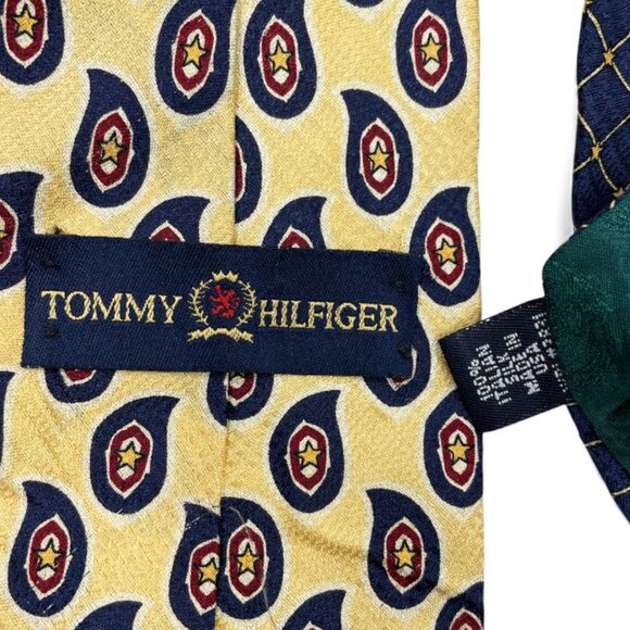 Tommy Hilfiger Silk Tie Paisley & Geometric Vintage 90's - Picture 4 of 6